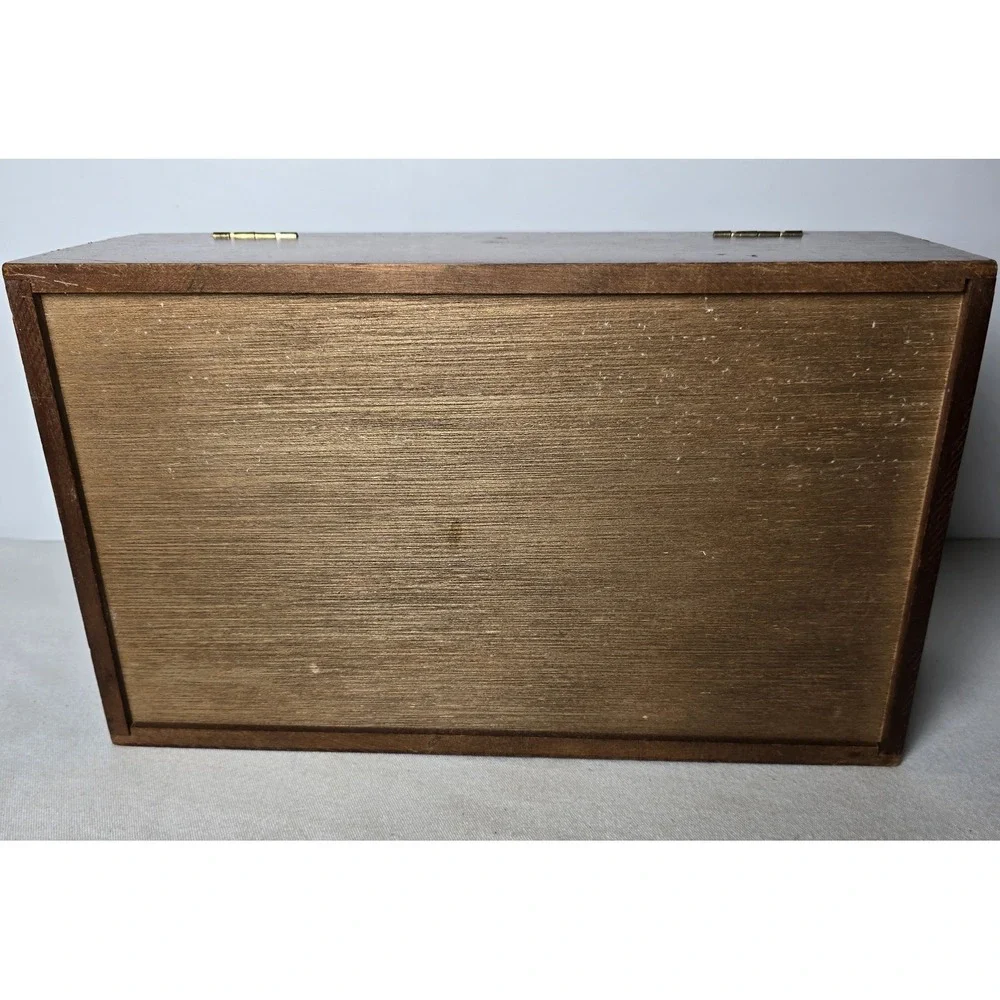 Wood Box‎ Yellow Velvet Lined Faux Leather Top